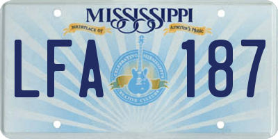 MS license plate LFA187