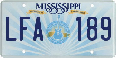 MS license plate LFA189