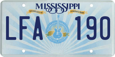 MS license plate LFA190