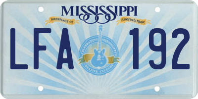 MS license plate LFA192