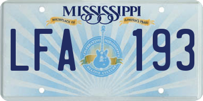 MS license plate LFA193