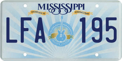 MS license plate LFA195