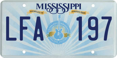 MS license plate LFA197