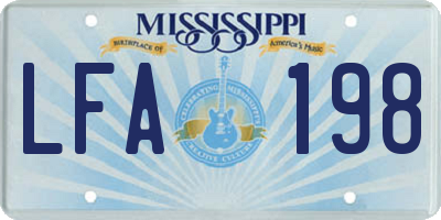 MS license plate LFA198