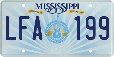MS license plate LFA199