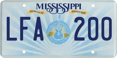 MS license plate LFA200
