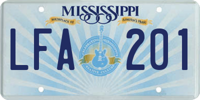 MS license plate LFA201