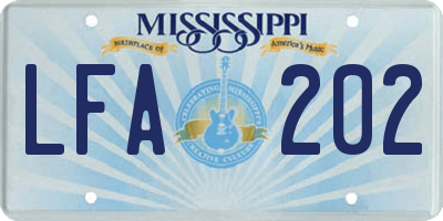 MS license plate LFA202
