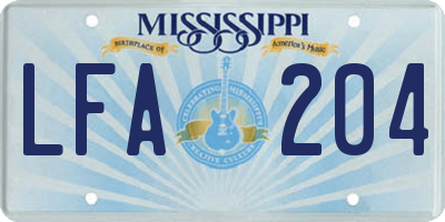 MS license plate LFA204