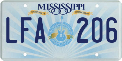 MS license plate LFA206