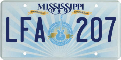 MS license plate LFA207