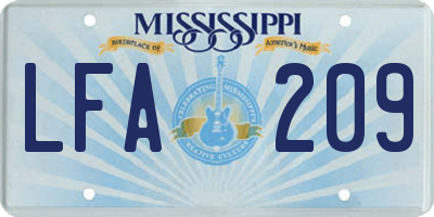 MS license plate LFA209