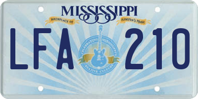 MS license plate LFA210