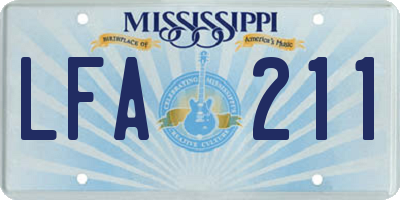MS license plate LFA211