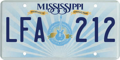 MS license plate LFA212
