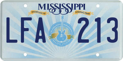 MS license plate LFA213