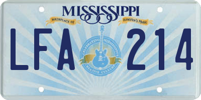 MS license plate LFA214