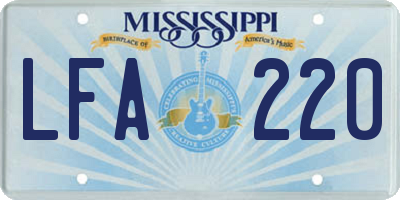 MS license plate LFA220