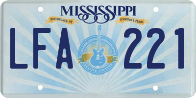 MS license plate LFA221