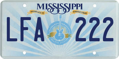 MS license plate LFA222