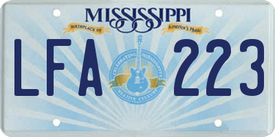 MS license plate LFA223