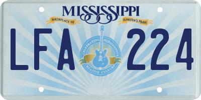 MS license plate LFA224