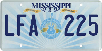 MS license plate LFA225