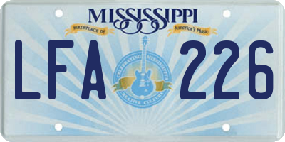 MS license plate LFA226