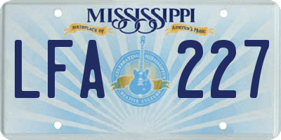 MS license plate LFA227