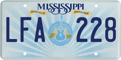 MS license plate LFA228