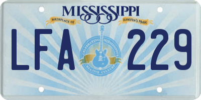 MS license plate LFA229
