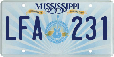 MS license plate LFA231