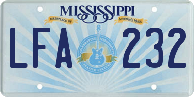 MS license plate LFA232