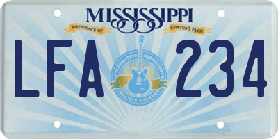 MS license plate LFA234