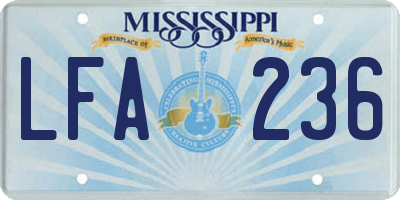 MS license plate LFA236