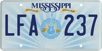 MS license plate LFA237