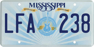 MS license plate LFA238