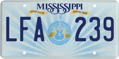 MS license plate LFA239