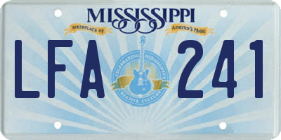 MS license plate LFA241