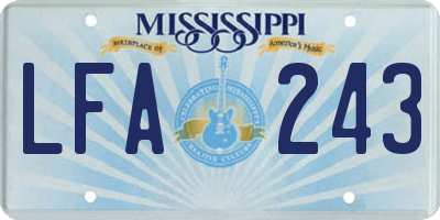 MS license plate LFA243