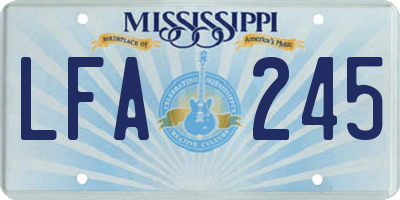 MS license plate LFA245