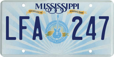 MS license plate LFA247