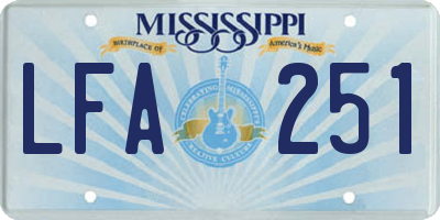 MS license plate LFA251