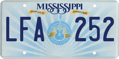 MS license plate LFA252