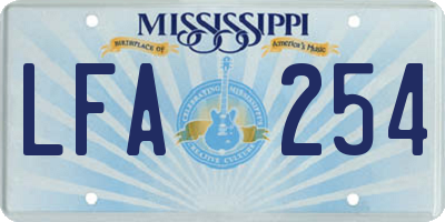 MS license plate LFA254