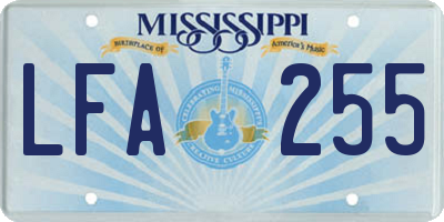 MS license plate LFA255