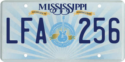 MS license plate LFA256