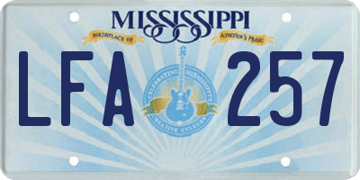 MS license plate LFA257