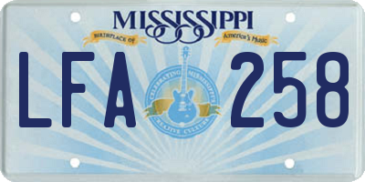 MS license plate LFA258