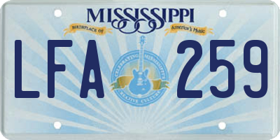 MS license plate LFA259